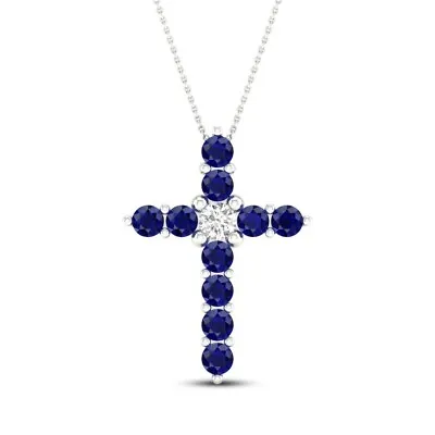 925 Sterling Silver CZ Color Cross Charm Pendant Necklace Chain Cross Necklace • $8.99