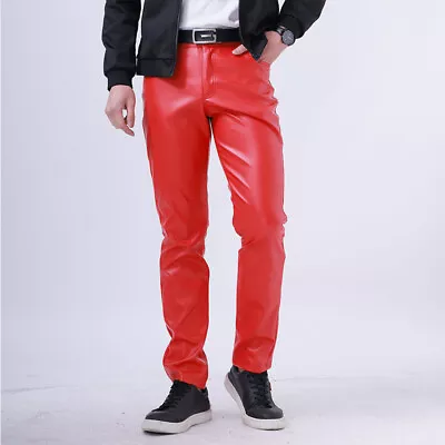 Mens Leather Trousers Motorbike Motorcycle Jeans Biker Cowhide Pants Spring  • $22