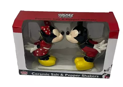 Disney Mickey And Minnie Kissing Salt And Pepper Shakers. Ceramic NIB • $14