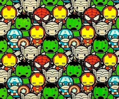 $2.99 • Buy Fat Quarter  Marvel Kawaii Character Avengers Superheroes Quilting Cotton Fabric
