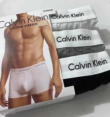 Calvin Klein Men's Boxers 3 Pack Trunks CK Classic Fit Underwear Size S To XL • £24.99