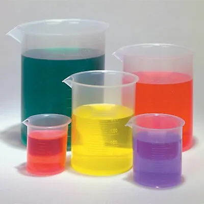 Plastic Beakers Set Measuring Cups - 5 Sizes - 50 100 250 500 And 1000ml • $5