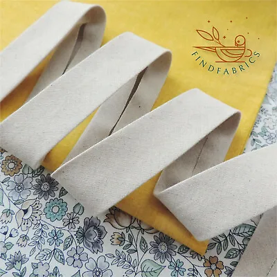 30mm Extra Wide Bias Binding Plain Natural Linen / Cotton Mix Handmade ~ Per 5m • £8.50