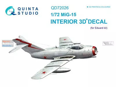 QTSQD72026 1:72 Quinta Studio Interior 3D Decal - MiG-15 Fagot (EDU Kit) • $12.69