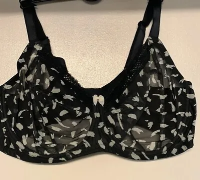 Brand New Ex M&S Printed Mesh Underwired Maximum Support Bra Black • £12.99