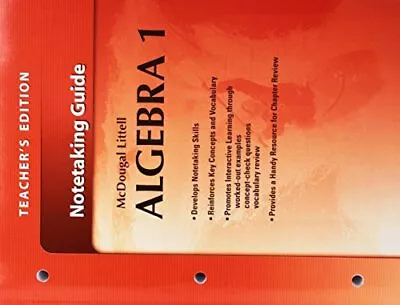 Mcdougal Littell Algebra 1: Notetaking Guide Teacher's • $49.49