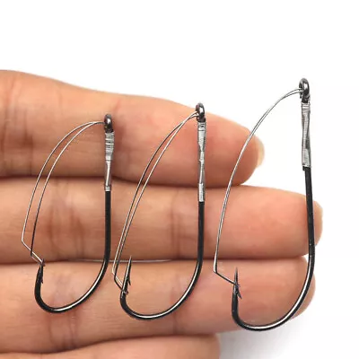 30pcs Weedless Fishing Hooks Wacky Rig Drop Shot Rig Weed Gurad Worm Hook Bass  • $8.99