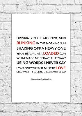 £6.99 • Buy Elbow - One Day Like This - Song Lyric Art Poster - A4 Size