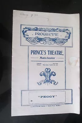 1912 Princes Theatre Manchester Peggy  Programme    • £4.25