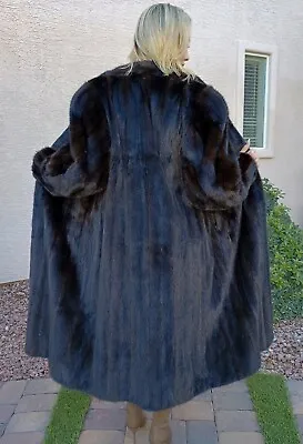 Women's Full Length Natural Genuine Real Mink Fur Coat With Full Pelts Size 8 • $250