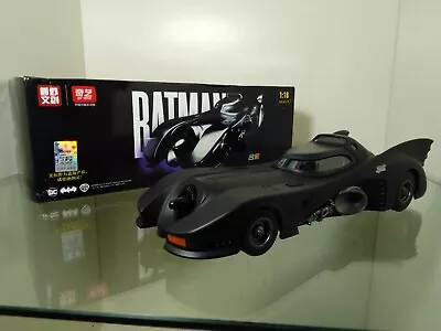 DIECAST Car Model BATMOBILE 1989 BATMAN DC Comics WB QY Toys 1:18 LED Lights • $94