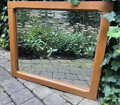 ANTIQUE Vintage OAK FRAMED BEVELED MIRROR Rectangular 27x23 • $55