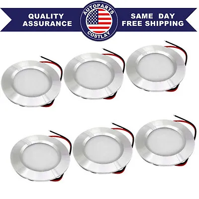 6X Silver 12 Volt 3w Interior RV Marine LED Recessed Ceiling Lights Cool White • $21.29