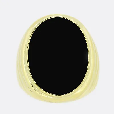 Gold Signet Ring - Oval Onyx Signet Ring 18ct Yellow Gold • £1300