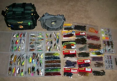 Bass Pro Shops Tackle Bag Full Of Bass Lures + Plano Worm Bag + Baitcast Reel • $495