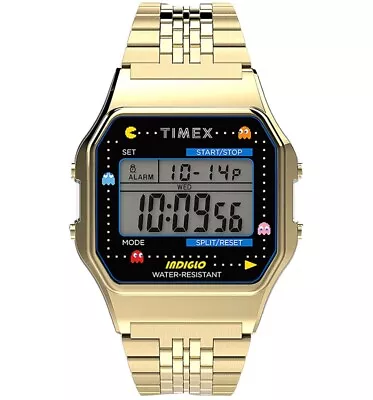 Timex T80 X PAC-MAN Stainless Steel Bracelet Gold 34mm Watch TW2U32000YB • $199.99