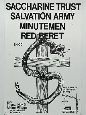 $14.95 • Buy Saccharine Trust Salvation Army Alpine Village La Hardcore Punk Concert Poster