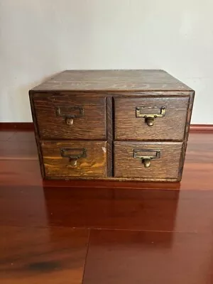 Antique Library Card Catalog 4 Drawer Wood File Cabinet • $150