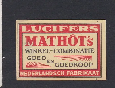 Antique Dutch Match Label BN69974 Mathôt's • $1.59