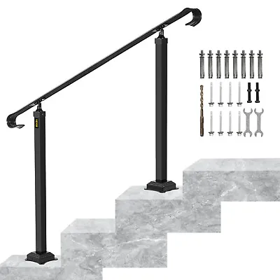 VEVOR Wrought Iron Handrail Outdoor Handrail Fit 1 To 3 Steps Stairs Handrail • £46.79