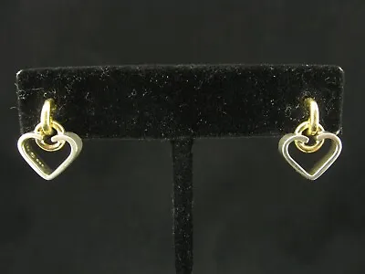 Movado Sterling Silver 925 & 18K 750 Yellow Gold Heart Dangle Drop Earrings  • $219.99