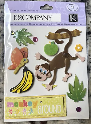 Scrapbooking Monkey Around Dimentional Stickers  Banana Leaves Rhinestone Fuzzy • $3.99