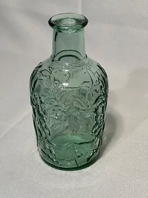 VINTAGE Libbey Of Canada Green Glass Maple Leaf Embossed Bottle Decanter • $18