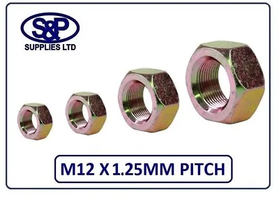 M12 X 1.25mm Fine Pitch Hex Full Nut 12mm Zinc Yellow Plated M12 X 1.25mm Pitch • £3.36