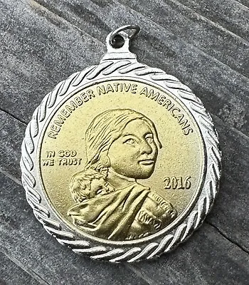 Vintage Gold Tone American Indian Relief Council SACAJAWEA Coin Pendant  • $12.97