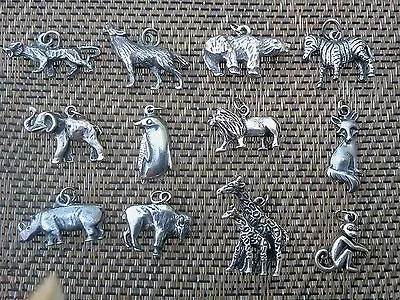 ZOO PARK JEWELRY 6 ASSORTED ANIMALS PEWTER CHARMS ALL New. • $2.99