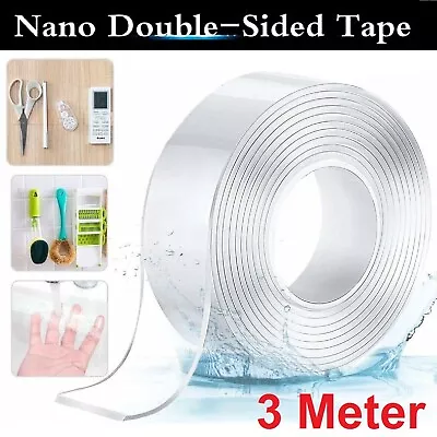 Reusable Clear Adhesive Invisible Gel Tape Sticky Pads Double Side Nano Tape AU • $14.49