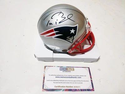 $102.50 • Buy New England Patriots #12  Goat  Autographed Mini Helmet + Verified COA