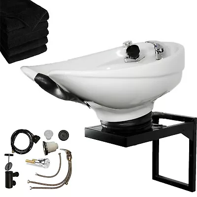 CERAMIC Wall Mount Shampoo Bowl Backwash Station Salon Spa Beauty Furniture • $199.88