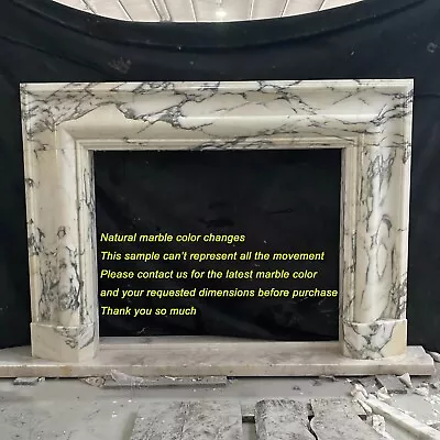 Contemporary Bolection Marble Fireplace Mantel Italian Arabescato Marble Mantle • $3799.05