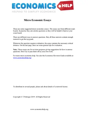 A-level Economics Revision Micro Economic Essay Plans For Grades A/A* Pack • £7.50