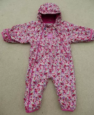 Girls JOJO MAMAN BEBE Waterproof Fleece Lined All In One PRAMSUIT 6-9m • £22