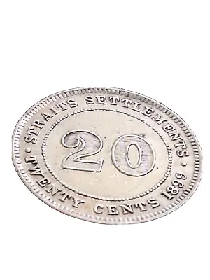 Straits Settlement 1899 Silver 20 Cent Coin • $71.03