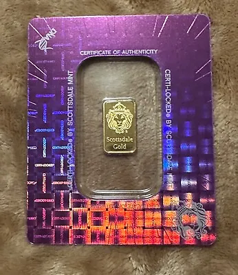 2 Gram Scottsdale Mint .9999 Gold Bar - Sealed In Certi-Lock • $200