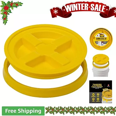 Airtight Lid For Pet Food Storage Container - Fits 3.5-7 Gallon Buckets - Yellow • $23.99