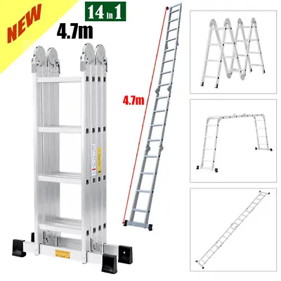 4.7M 14in1 Portable Folding Aluminium Ladder Multi Function EN131 Certified • £97.97
