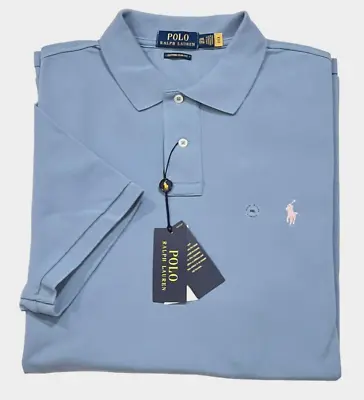 $110 Men Polo Ralph Lauren Pony Custom Slim Fit Classic Mesh Shirt XXL Pale Blue • $53.90