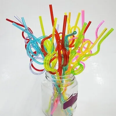 5 X Silly Straws Party Cocktail Kids Adults Curly Bendy Drinking Coloured Bag • £2.99