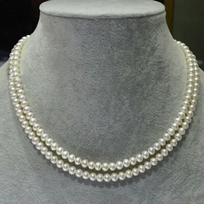 Vintage  Akoya Real Pearl Necklace 5-6mm Pearls35  14k Gold P • $48