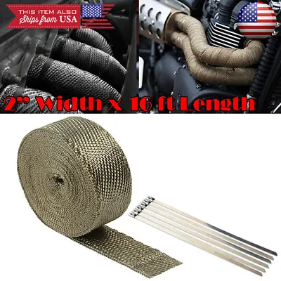 2  15ft Exhaust Header Downpipe Pipe Titanium Heat Wrap For VW Porsche Audi • $14.76