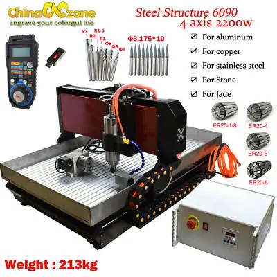 Steel CNC 6090 4axis 2.2KW Mach 3 Engraving Machine For Metal Copper Steel Brass • $3699