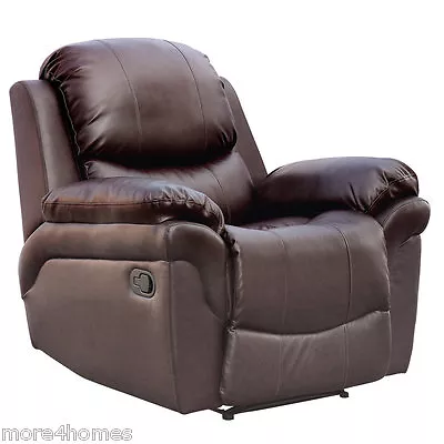 Madison Leather Recliner Armchair Sofa Home Lounge Chair Reclining Gaming • £299.99