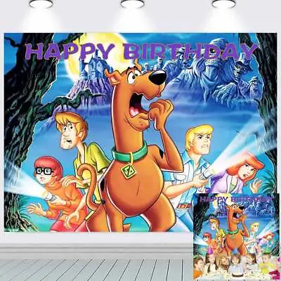 Scooby Doo Happy Birthday Backdrop Banner Background Cartoon Decor 7x5ft • $25