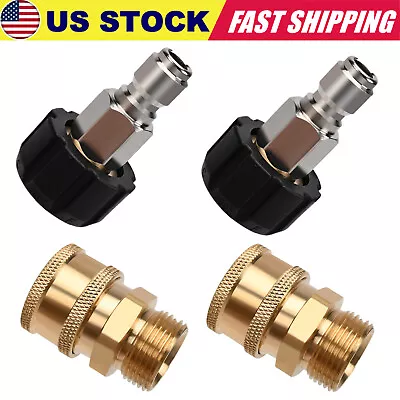 4 Pieces Pressure Washer Quick Connect Fittings M22 14mm To 3/8 Inch Adapter US • $16.99