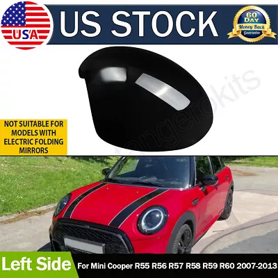 Left Side Gloss Black Door Mirrors Cover Caps For Mini Cooper R55 R56 R57 R58 60 • $26.46