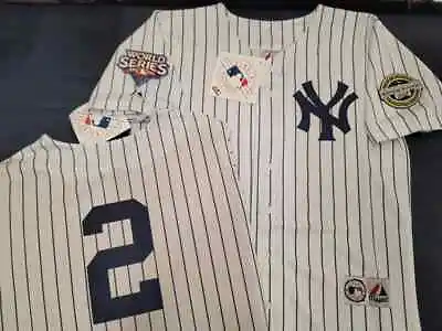 Majestic 2009 World Series New York Yankees JETER RODRIGUEZ Sewn JERSEY WHITE • $129.99